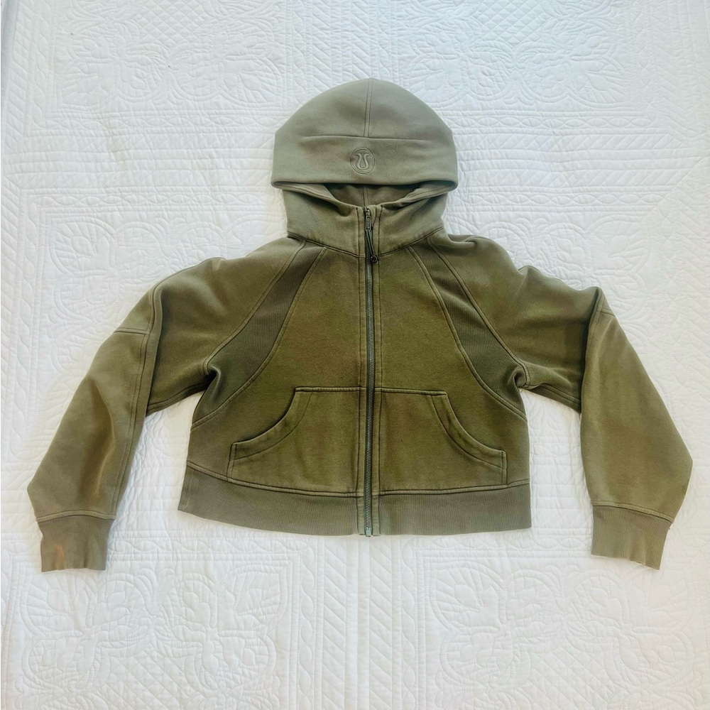 lululemon Scuba Mid-Rise Olive Zip-Up Hoodie